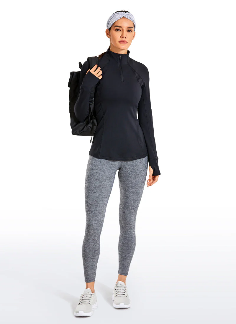 Brushed Quarter-Zip Long Sleeve with Thumb Holes - Image 11