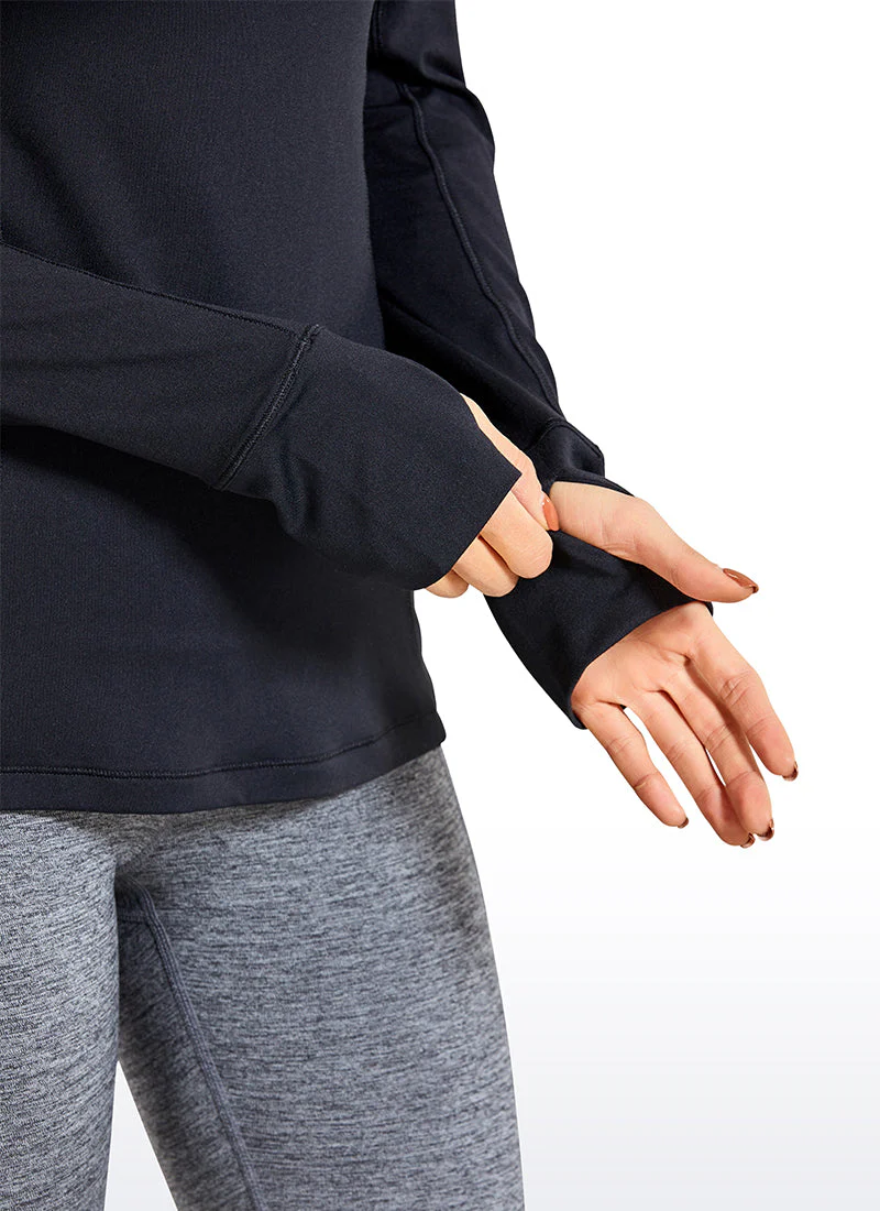 Brushed Quarter-Zip Long Sleeve with Thumb Holes - Image 13