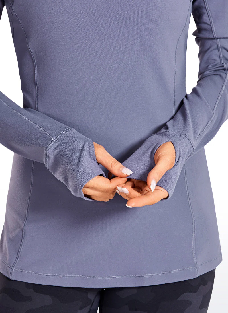 Brushed Quarter-Zip Long Sleeve with Thumb Holes - Image 17