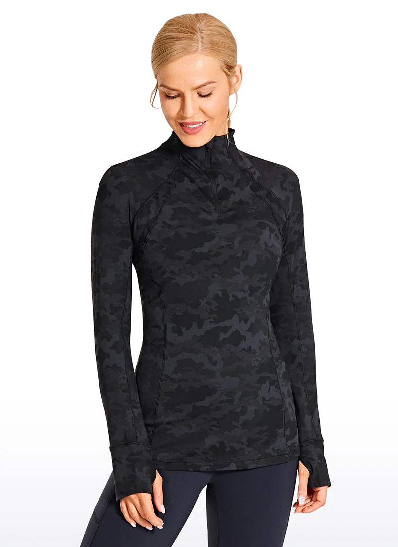 Brushed Quarter-Zip Long Sleeve with Thumb Holes - Image 18