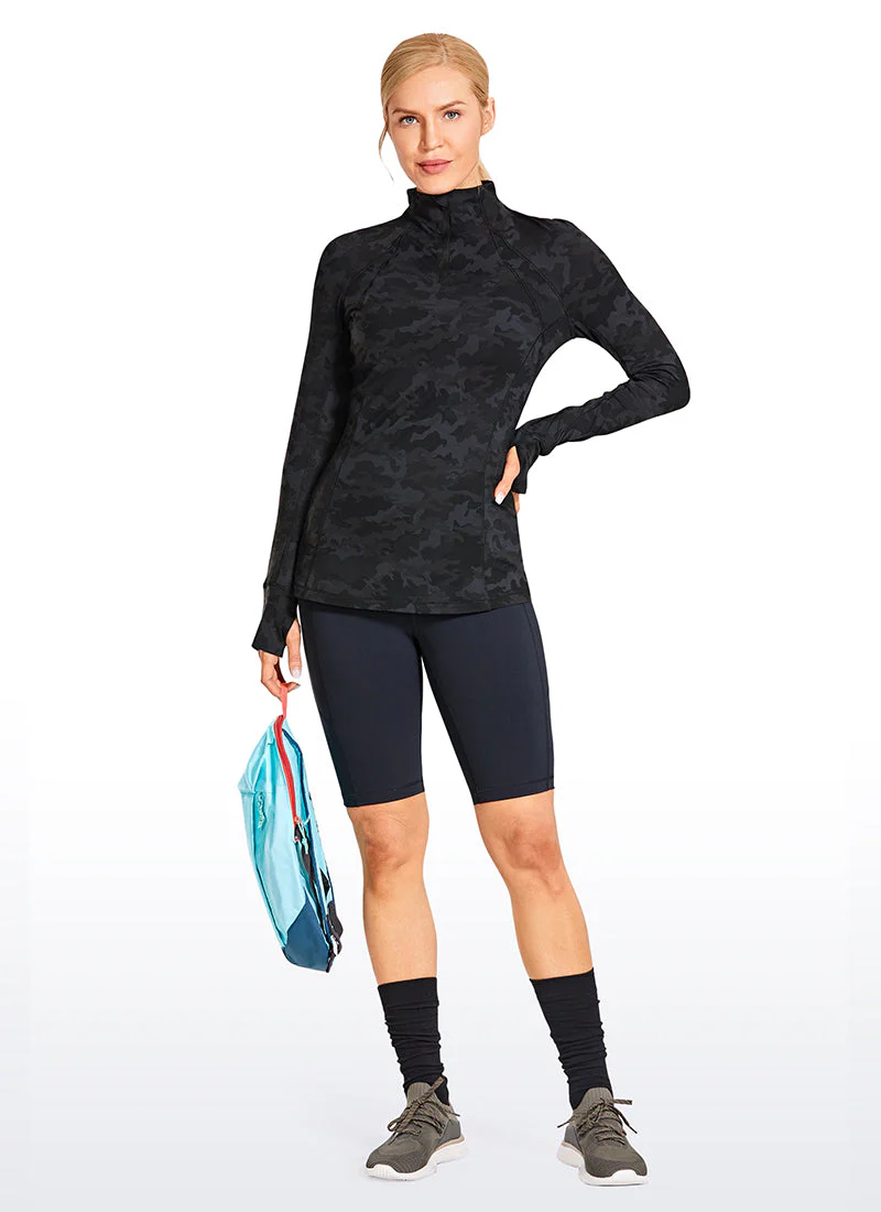 Brushed Quarter-Zip Long Sleeve with Thumb Holes - Image 19