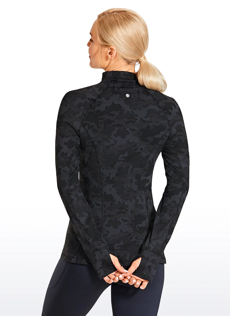 Brushed Quarter-Zip Long Sleeve with Thumb Holes - Image 20