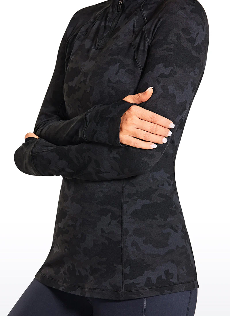 Brushed Quarter-Zip Long Sleeve with Thumb Holes - Image 21