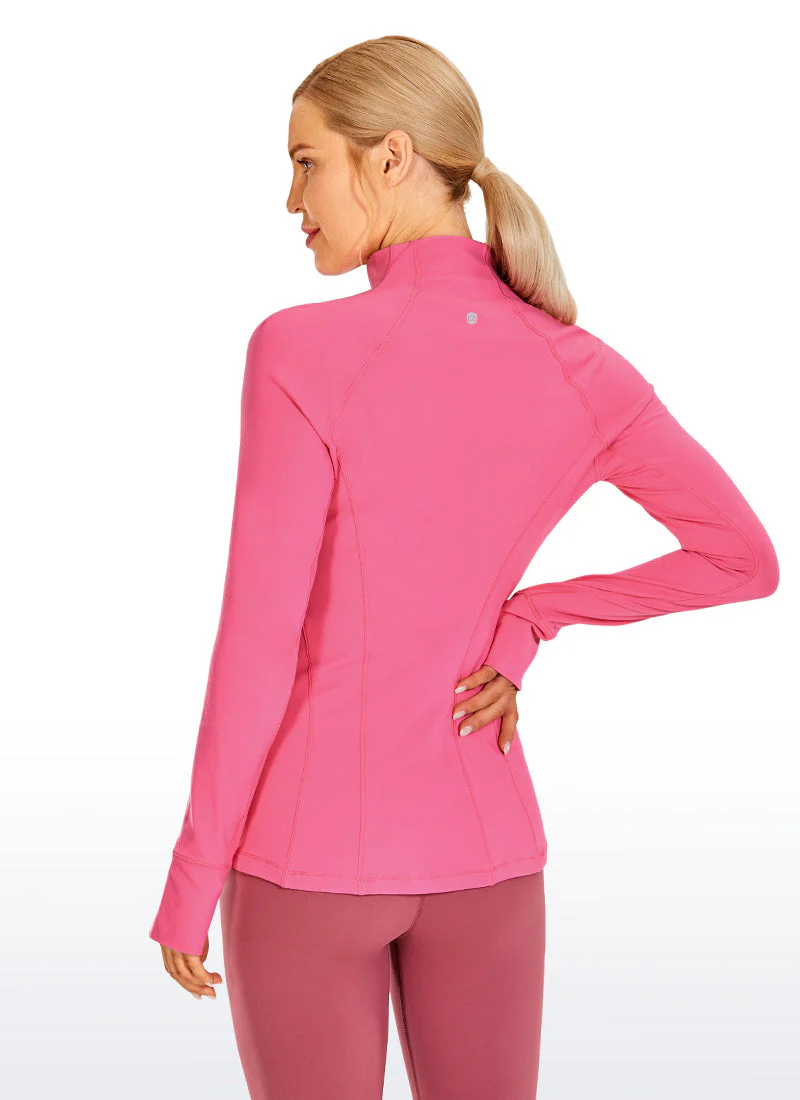 Brushed Quarter-Zip Long Sleeve with Thumb Holes - Image 23
