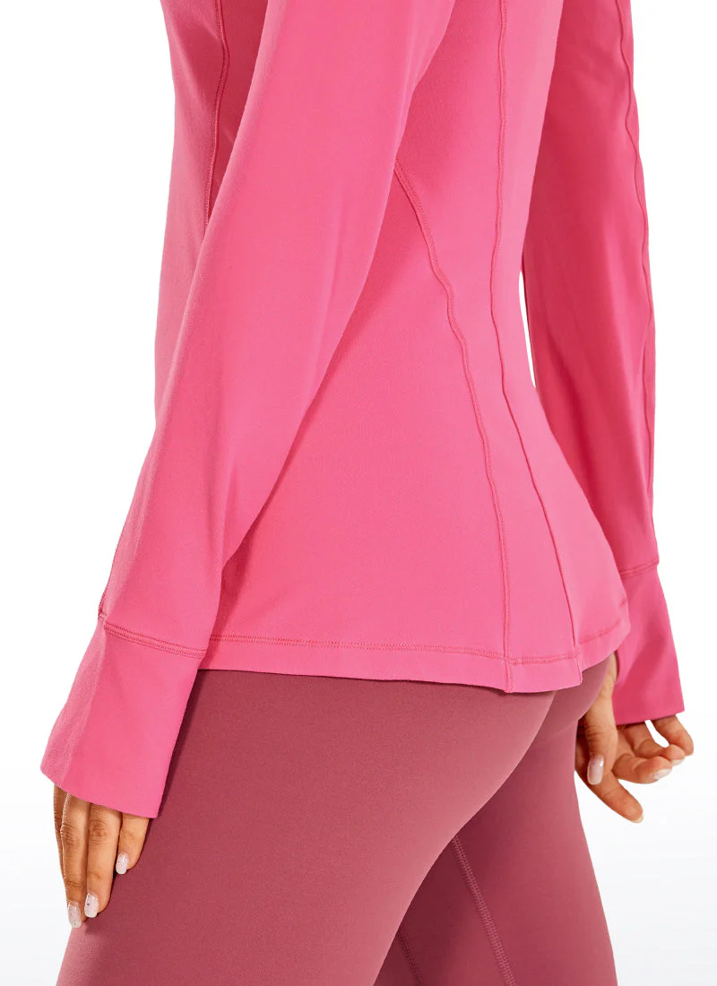 Brushed Quarter-Zip Long Sleeve with Thumb Holes - Image 24