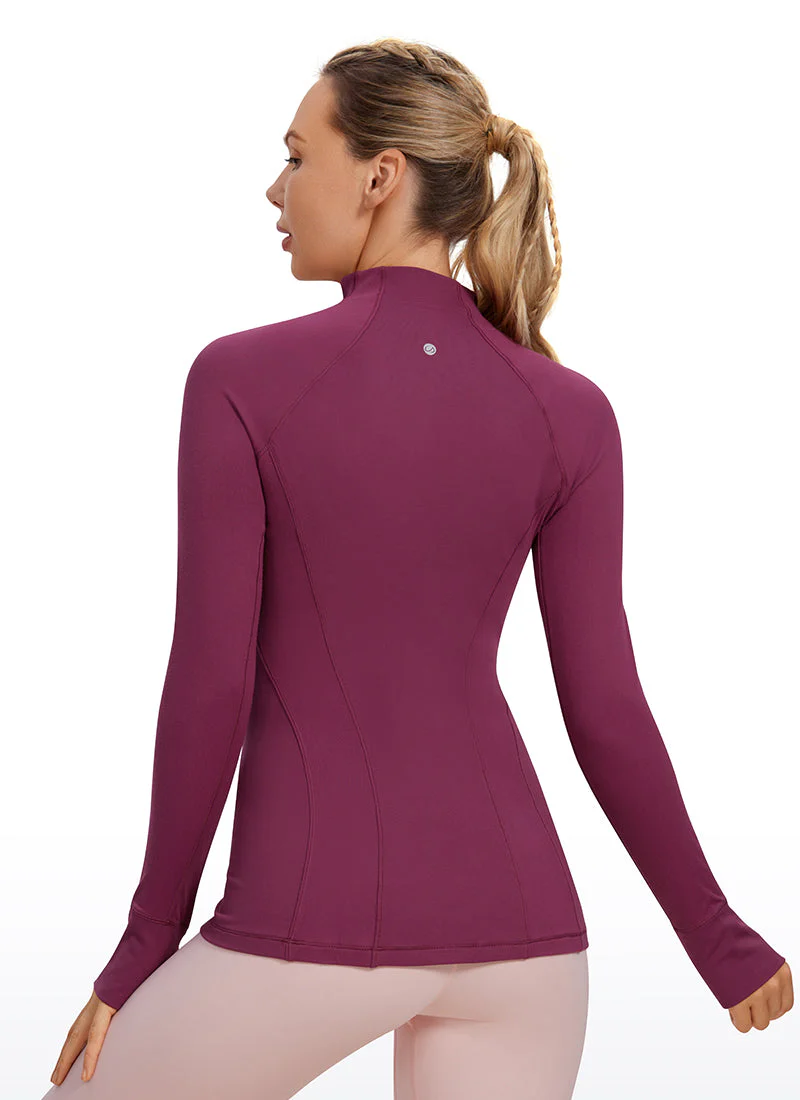 Brushed Quarter-Zip Long Sleeve with Thumb Holes - Image 26
