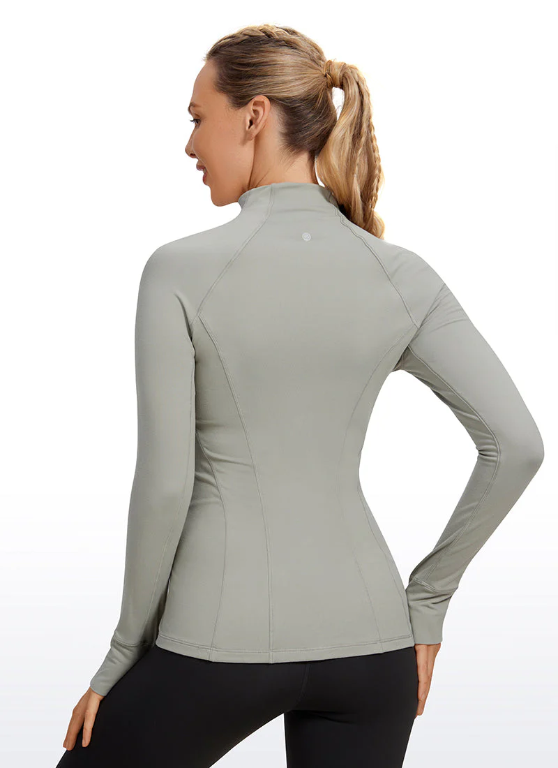 Brushed Quarter-Zip Long Sleeve with Thumb Holes - Image 31
