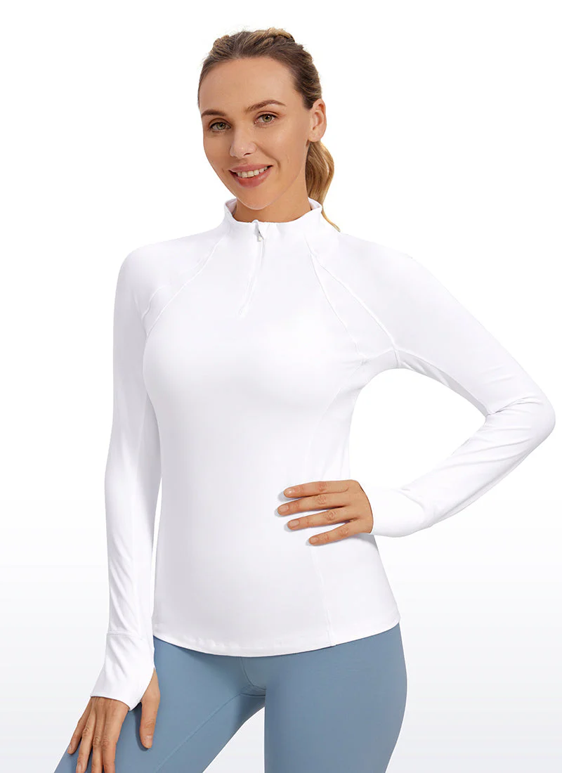 Brushed Quarter-Zip Long Sleeve with Thumb Holes - Image 5