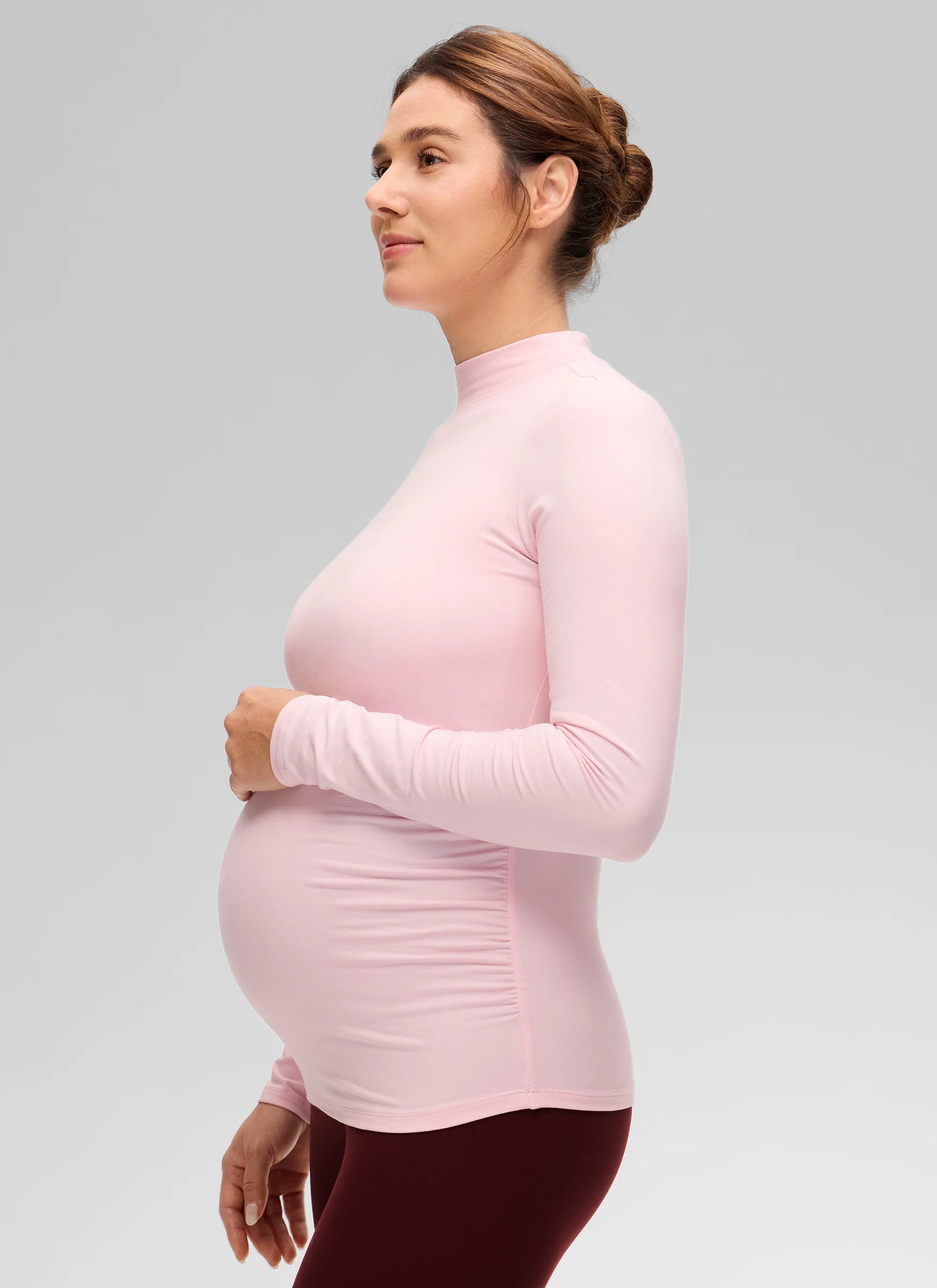 Cloud Jersey Maternity Mock Neck Ruched Shirt - Image 14