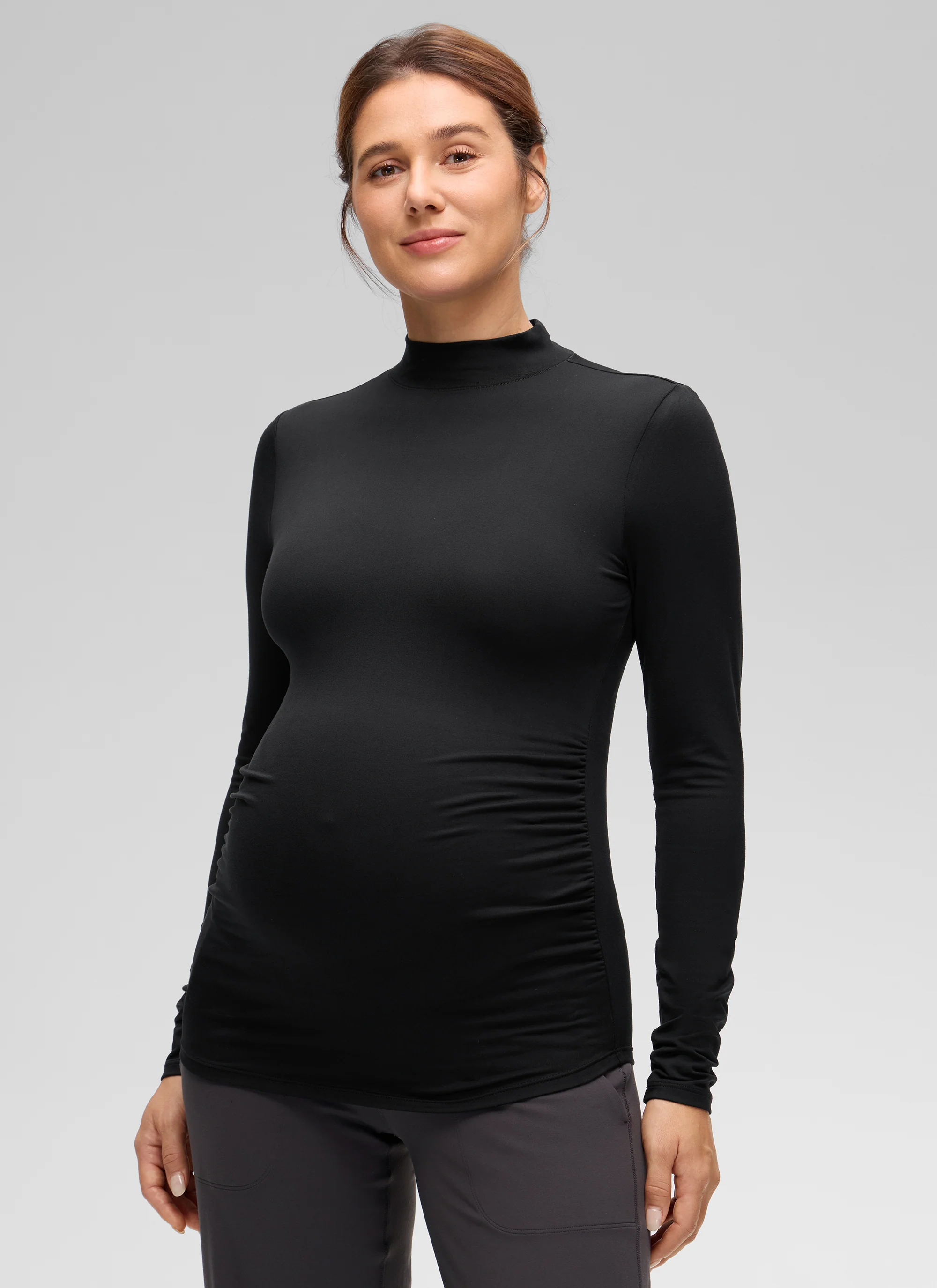 Cloud Jersey Maternity Mock Neck Ruched Shirt - Image 16
