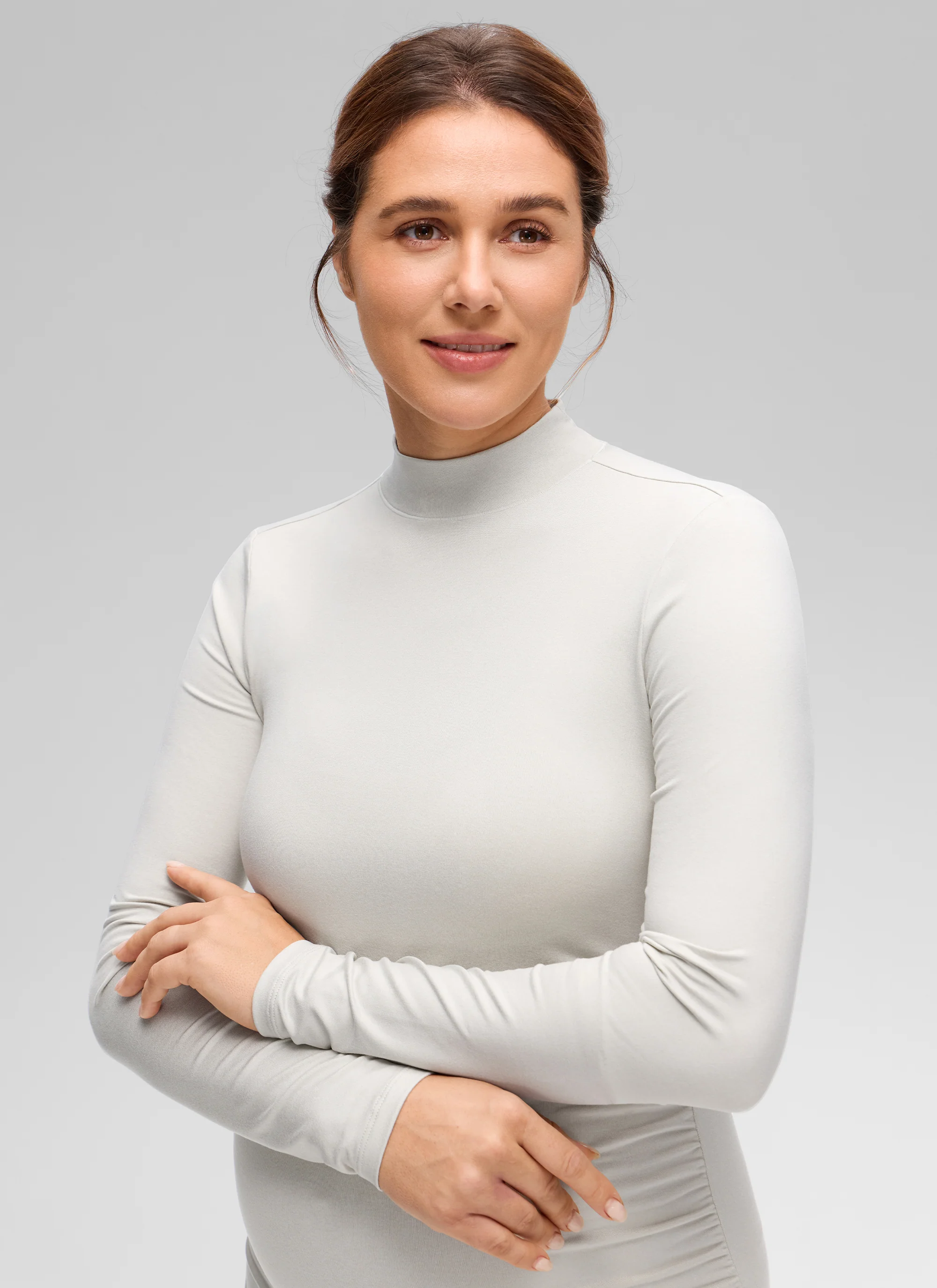 Cloud Jersey Maternity Mock Neck Ruched Shirt - Image 5
