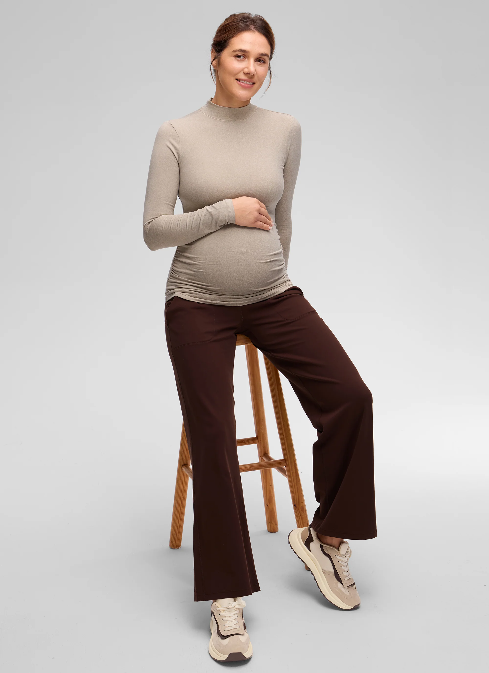 Cloud Jersey Maternity Mock Neck Ruched Shirt - Image 8