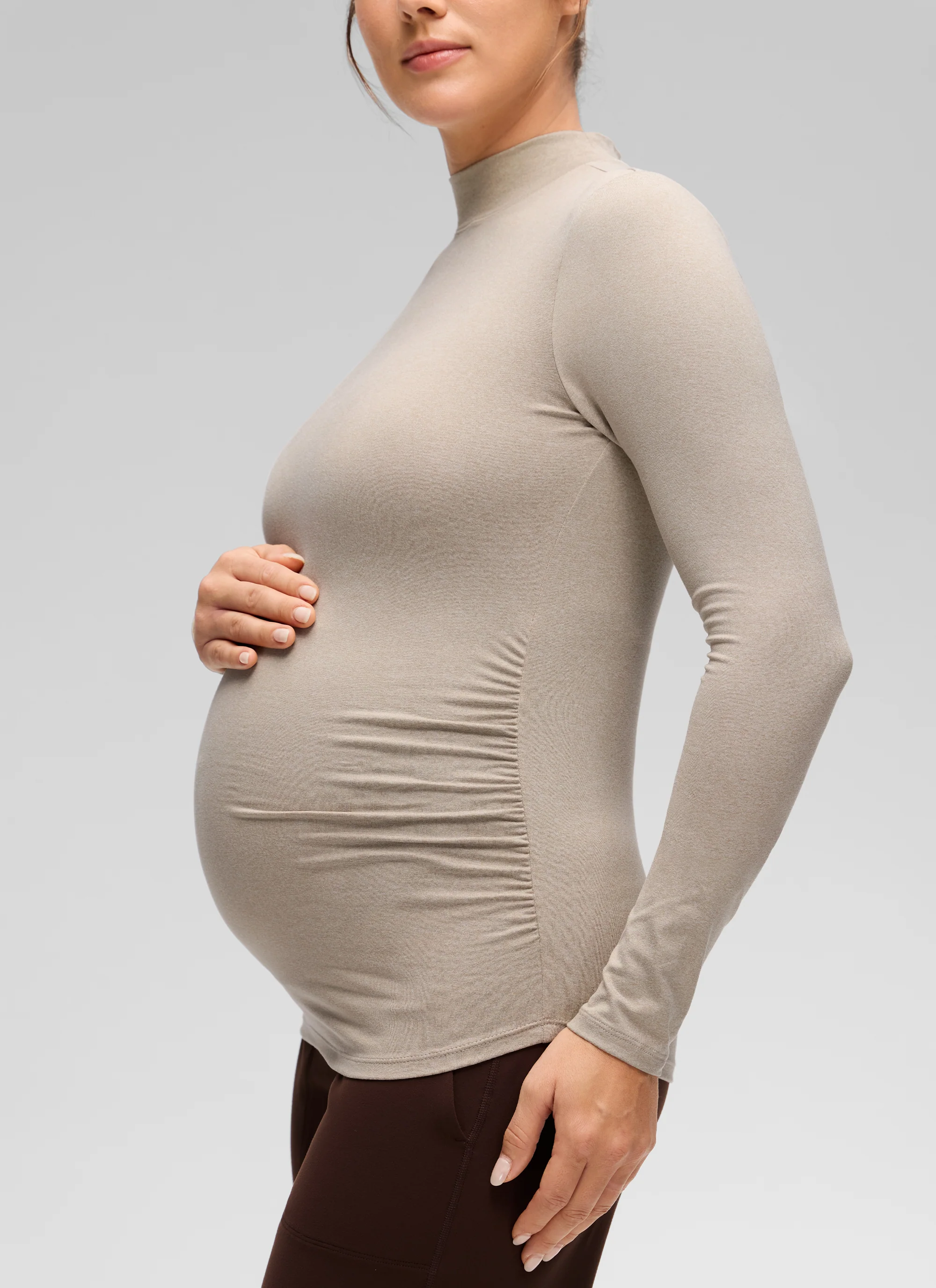 Cloud Jersey Maternity Mock Neck Ruched Shirt - Image 9