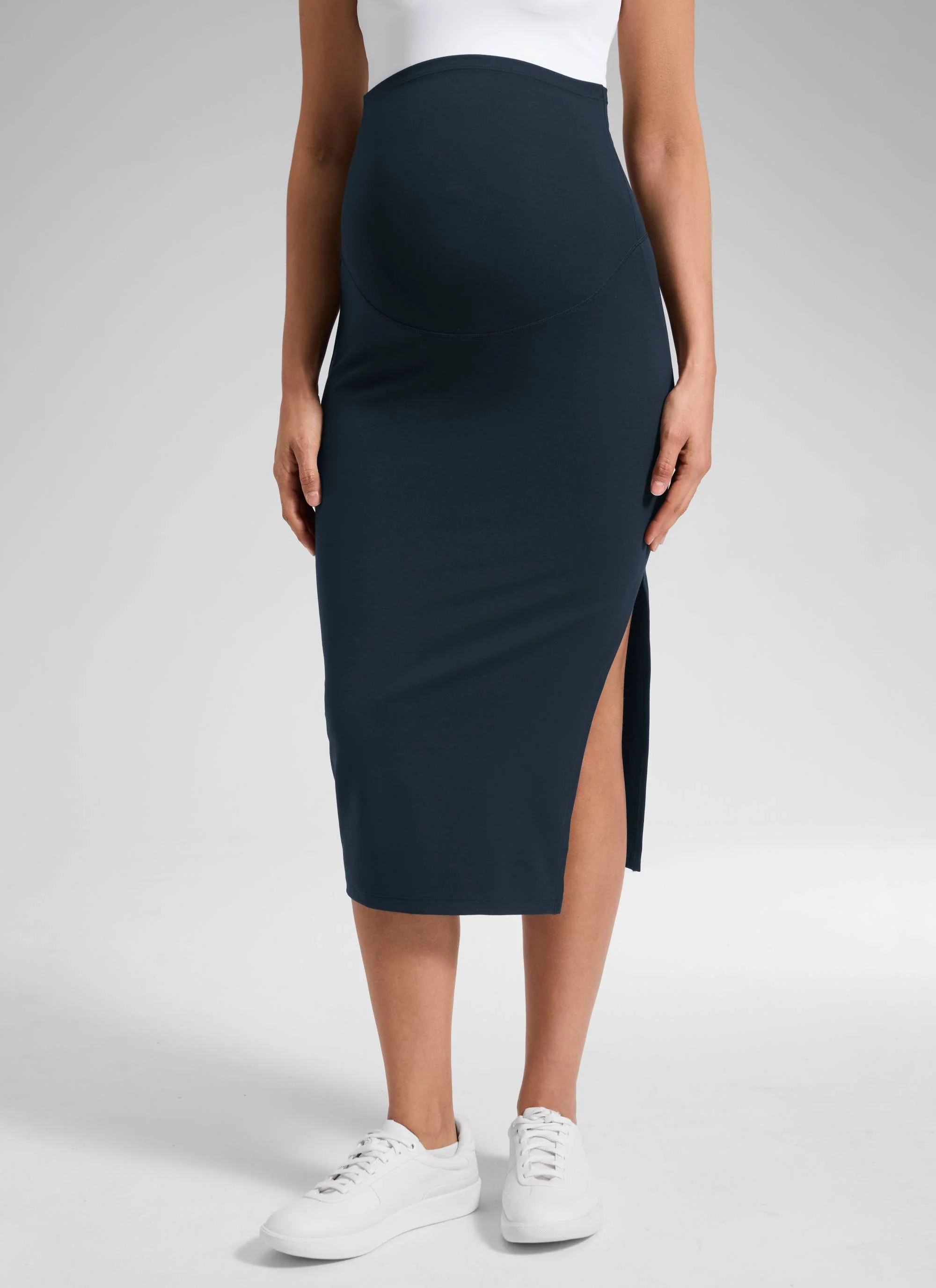 Butterluxe Maternity Midi Slit Skirt - Image 10
